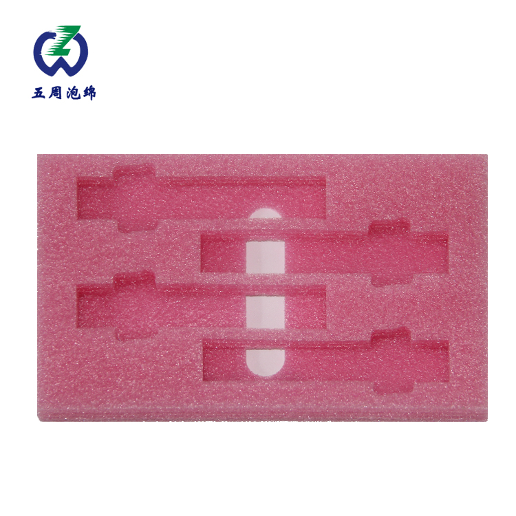 粉色異形定位珍珠棉內(nèi)襯：精密長(zhǎng)軸件的精準(zhǔn)卡位方案